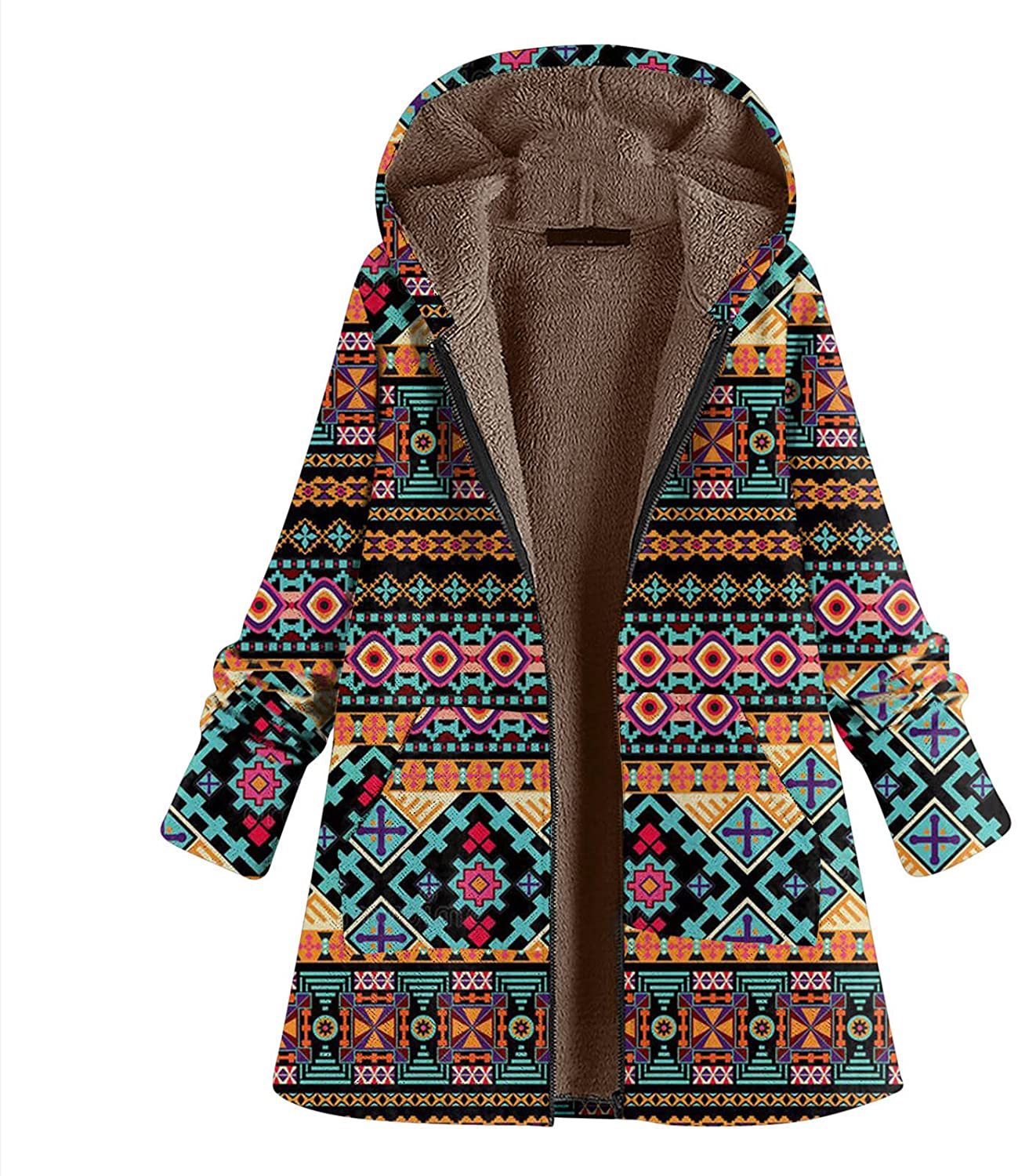 Wholesale Aztec Zipper Embroidered Vintage Warm Cotton Black Coat